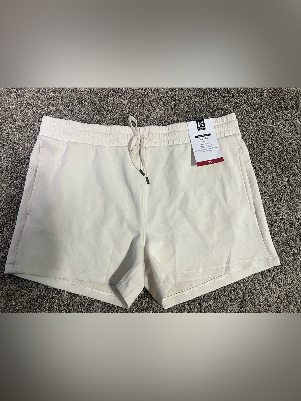 Women's Cream Drawstring Athletic Shorts